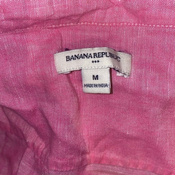 Banana Republic Fushia pink linen long sleeve button down shirt with  col… - Picture 7 of 14